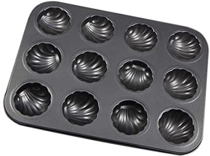 Backblech in Muschelform, 12 Mulden, antihaftbeschichtete Madeleine-Form, Kuchenform aus Karbonstahl, Madeleine-Blech, Backblech in Muschelform, Kuchenform, antihaftbeschichtete Kuchenform, Madeleine-