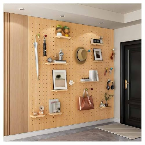Wall Mounted Pegboard Organizer, Durable Wooden Peg Board for Enhanced Storage in Kitchen, Bedroom, Office, Garage