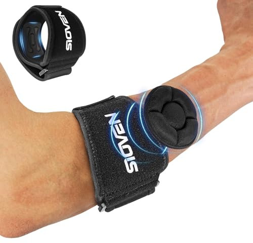 Sioven Tennis Elbow Support Strap for Men Women, Golfers Elbow Support with Removable Compression Pad, Adjustable Elbow Brace Sleeves for Tendonitis Relief, Sports & Daily Work (Black)