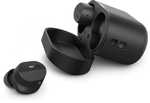 Philips TAT5000BK Auriculares pequeños in Ear Bluetooth Cancelación Ruido True Wireless - Graves dinámicos, Estuche de Bolsillo, 40 h reproducción, Llamadas claras, Desplazamientos o Deporte - Negro