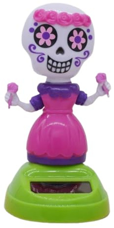 Figurines Dansantes Solaires - Figurines de Voiture à Tête de Crâne Oscillant - Décorations Drôles Résistantes aux Intempéries pour Salon, Chambre, Voiture et Extérieur