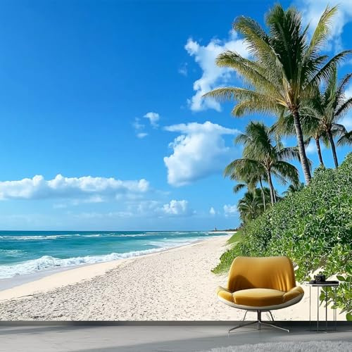 3D No Tejidopapel Pintado Playa Tropicalpaisaje De Playa Tropical – Fotomural Decorativo Para Salón, Dormitorio, Habitación Infantil, Estudio O Fondo De Tv