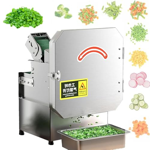 TYH Tagliaverdure Commerciale da 300 W, Affettatrice Elettrica per Impieghi Gravosi in Acciaio Inossidabile, Regolabile da 1,5 a 35 Mm, Portata di Lavorazione Singola 150 kg/h, per Cipolle Verdi