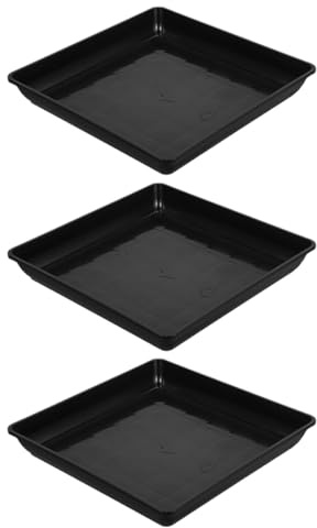 NUOBESTY Soucoupes pour Plantes Carrées 3 Pcs Noires 400 Mm pour Balcon Et Extérieur Plateau De Drainage Plastique PP Résistant Antidécoloration Bac à Eau pour Pots De Fleurs