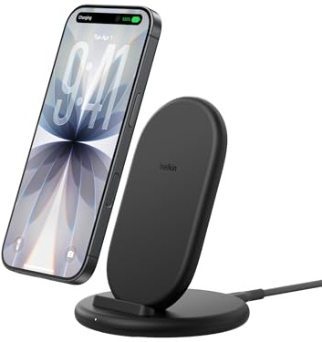 Belkin BoostCharge Induktive Ladestation, Wireless Charger Geeignet für Handyhüllen, Kabelloses Ladegerät für Apple iPhone, Samsung Galaxy, Google Pixel usw., inkl. 1,5-m-Kabel – Schwarz