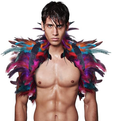 SilverChry Capa de Plumas, Chal de Plumas, Disfraz de Halloween, Bufanda de Plumas, Adecuado para Halloween, Carnaval, Cosplay, Rrepresentaciones Teatrales