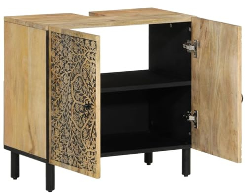 Generico Mobile Lavabo da Bagno 62x33x58cm in Legno Massello di Mango-358231