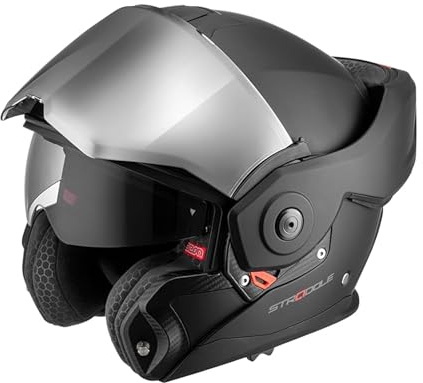 BEON Stradale Motorradhelm - Systemhelm Klapphelme mit Visier und Sonnenblende - Rollerhelm Sonnenblende - Motorrad Helm Damen & Herren - Integralhelm 180° Klappbar - M