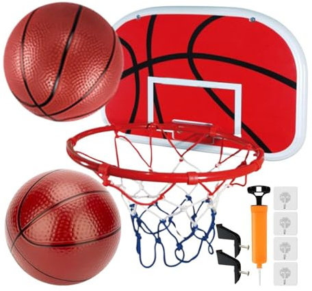 Interaktiv barnbasketkorg-set – inomhus basketkorg över dörren med 2 minibollar | Elektroniskt poäng basketset för , tonåringar och barn | Robusta, robusta basketkorgar