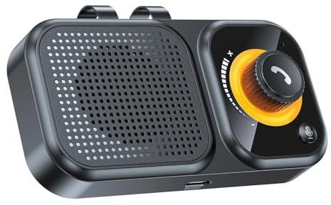 Kit de manos libres Bluetooth para coche con clip, Bluetooth 5.4, kit de manos libres para Siri Google Assistant, altavoz de 3 W para manos libres, música, conexión automática, conexión dual