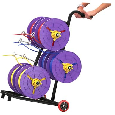 Portable Cable Reel Holder with Wheels, Multi-Reel Distributor, Flexible Adjustment for Wires and Ropes, 8 Reel Storage Rack