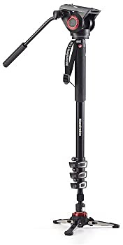 Manfrotto Video Monopod XPRO+, Camera and Video Support Rod with Video Head, 4-Section in Aluminum with Fluid Base, Photography Accessories for Content Creation, Video, Vlogging