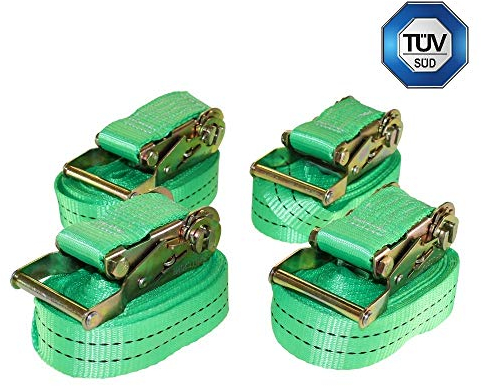 SETPREIS 4 STÜCK! Zurrgurt Spanngurt mit Ratsche 6m 38mm 2t 2000kg 2000 daN, einteilig, kompatibel mit TÜV SÜD geprüft nach EK5/AK6 18-01:2018, AfPS GS 2019:01 PAK erfüllt EN12195-2 Norm