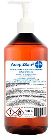 AseptiSan Desinfektionsmittel 1000 ml – Hände & Flächen – farb- & duftfrei – BAuA-Nr. N-87135 – PZN 16613733 – HERRLAN Qualität – Made in Germany