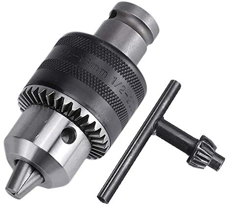 Bestgle 1.5-13mm Drill Chuck Adapter, 3/8-24UNF Quick Change Conversion Chuck with 1/2 Inch Square Female Socket, Chrome Vanadium Steel 3-Jaw Mount for Impact Wrench & Drilling Machines