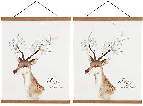 Sanauto B3 Magnetisk affisch hängare ram, lätt träram hängare för foto picknick canvas konstverk konst stor storlek vägg karta tryck vägg hängande (35 cm/13,8 tum, teak, 2 förpackningar)