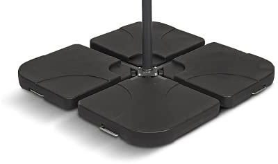 BillyOh Square Parasol Base, Set of 4 Weights for Banana and Cantilever Umbrella, 50cm Plates, Easy Fill with Sand or Water, 80kg Weight for Secure Stability, Durable Plastic, Garden Parasol Stand