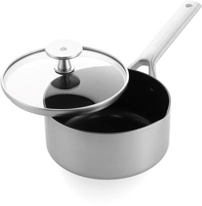 Blue Diamond Triple Steel Casseruola Antiaderente in Acciaio Inossidabile in Ceramica da 16 cm/1,5L, Senza PFAS, Multistrato, Induzione, Forno, Lavabile in Lavastoviglie, Argento