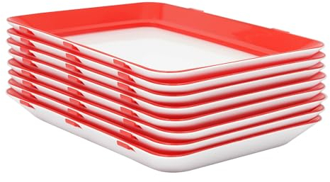 Kaibrite 8 Stück Aufbewahrungsbox Vakuumversiegelung Tablett, Stapelbar wiederverwendbar Lebensmittelkonservierung, mit Elastischer Film Frischhaltedosen für den Kühlschrank