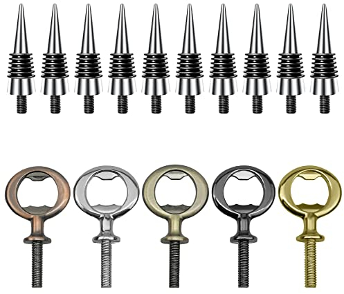 5 Pcs Metal Bottle Opener Kit Blank 10 Pcs Beadable Wine Stopper Blanks Parts Kit Reusable Stainless Steel Bottle Opener Blank Bottle Stopper DIY Hardware for Wedding Wine Party Bar Turning Crafts