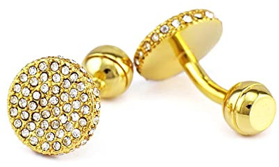 Skcess Herren Manschettenknöpfe Gold, Manschettenknöpfe Herren Runder Zirkonia Manschettenknöpfe Kupfer Geschenke für Herren Und Damen