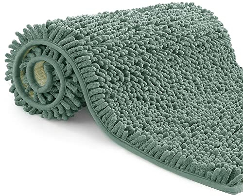 Poligono Badezimmerteppich,rutschfest waschbar,Badteppich Mikrofaser Saugfähig Badvorleger Duschvorleger,50x80cm,Aqua Grün