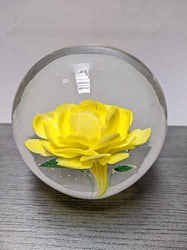 Schönes Paperweight/Briefbeschwerer Glas Kugel Wohndeko gelb 9 cm