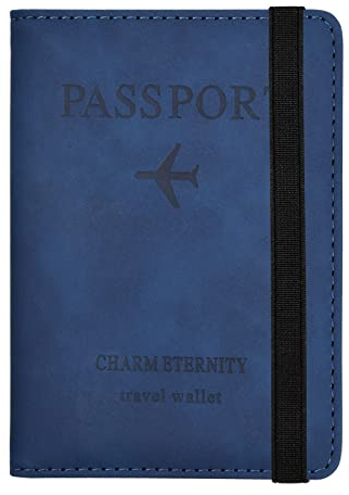 Reisepasshülle Leder Ausweis Reisedokumente Passhülle mit RFID-Blocker Impfpass Hülle Leder Kunstleder Passhülle Reisepass Kreditkarten Schutzhülle Tasche für Reisepass Herren Damen, Reisezubehör (A)