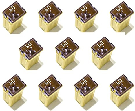 EDS Yellow 60 AMP J Case Fuse Replacement for 82211AJ60A FT4Z14526F FMX-060 JCAS060 etc 32VDC (Pack of 10)