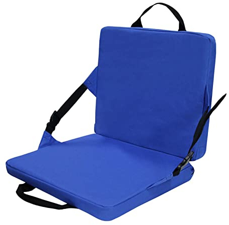 BEIJIALY Cuscino per Sedile da Stadio Portatile, Sedile per Candeggina Pieghevole, Sedile Imbottito Leggero per Eventi Sportivi e Concerti All'aperto, Cuscino per Candeggina con Schienale(Blu)