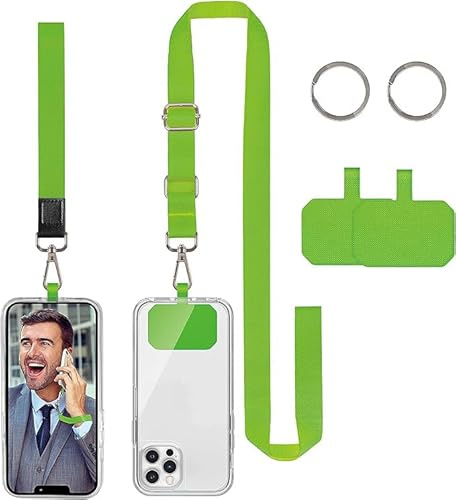 DGHYDZ Cell Phone Lanyard, Universal Crossbody Lanyards Adjustable Shoulder Neck Strap with wrist lanyard, 2 Key Rings, 2 Phone Tether Pads Compatible Most Smartphones