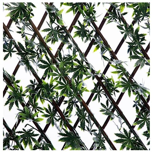Expanding Wooden Trellis 200cm x 100cm Artificial Privacy Screen Garden Balcony Fence (Maple)