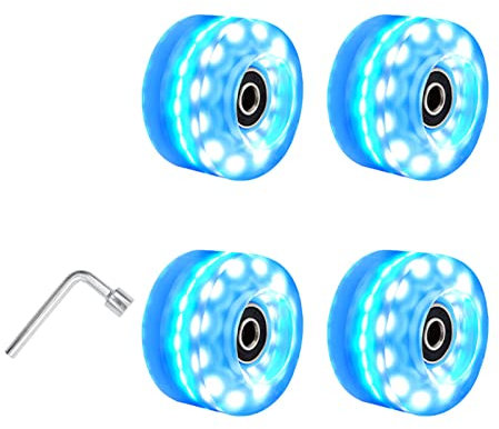 AMEEDA Skateboard Rollen 4 stücke Rollschuh Flashing Rad Leuchten Sie Räder High-Speed ​​60 8rs. Lagerrad for Rollschuhe Skateboards Zubehör Skateboard-Räder (Color : Blue)
