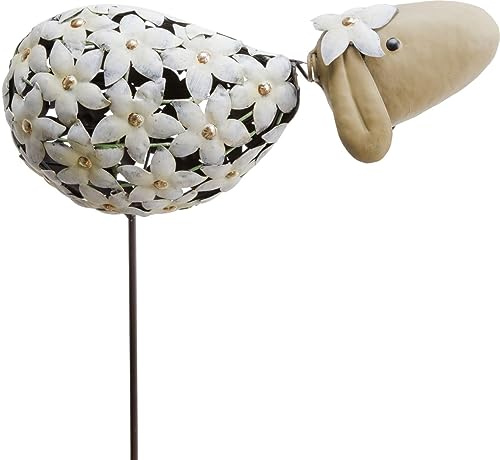 TrendLine Gartenstecker Schaf Metall 100 x 26 cm weiß beige Gartenstecker