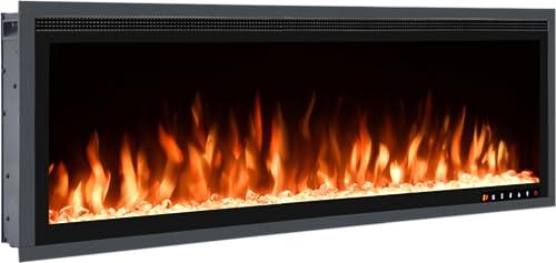 Wärme Firebox Panoramic 42-42/107cm Slim Frame Recessed Media Wall Inset Electric Fireplace with Multi Flame Colours 1400W/1600W (42)