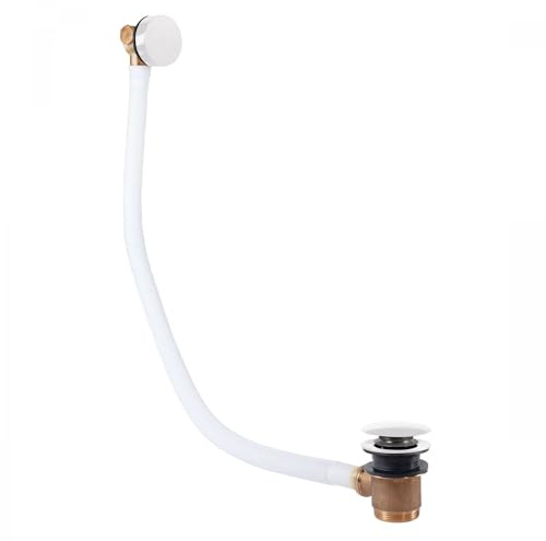 Tres 03453430BM Válvula de Desagüe Redondo Clic Clac con Rebosadero para Bañera Blanco Mate