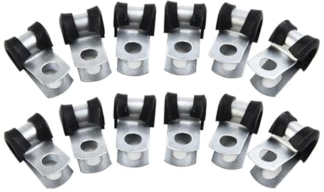 12 Stück Metall-P-Clips mit Gummi ausgekleidete Kabelschlauch-Rohrschelle, hydraulische 3/16-Zoll-Bremsgasleitungs-Rohrbefestigungsschelle
