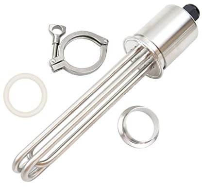 Calentador de inmersión 4,5 KW Calentador de triple abrazadera de 2 SUS304 Elemento calefactor eléctrico de inmersión para preparación de agua (color: juego de abrazadera del calentador, potenci