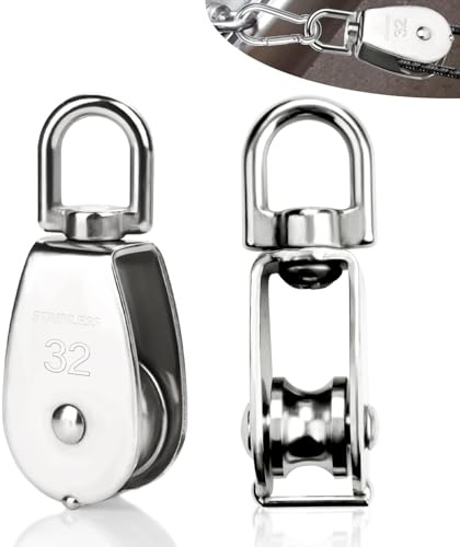 SWTYExt 2 Stück Umlenkrolle Klein M32 Seilrolle Umlenkrolle Edelstahl 304 | Umlenkrollen für Seile, Tragkraft 250Kg, Seilrolle Fitness für Seile Bis 12mm Durchmesser