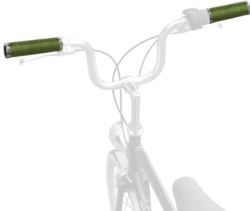 TentHome Vintage Fahrrad Handgriffe Ergonomische Fahrradgriffe Lenkergriffe Leinengeflecht Retro Fahrradlenker Griffe Abschließbare Leingriffe Hollandrad Cruise Matcha Grün, gerade Griffe