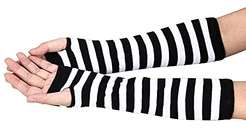 Long Mitten Hand Knitted WH Winter Fingerless Wrist Gloves Warmer Arm Gloves Silver Cleaning (White, One Size)