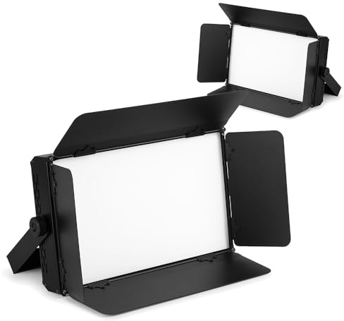 2x BeamZ SFP100 100W LED Softbox Panel TV Studio Lighting | Film Production Light | TV Production Light with Cool/Warm White Control, Flicker-Free Dimming, DMX Control, Barn Doors & Silent Operation