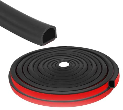 Türdichtung Dichtungsband Selbstklebend, 5M/10M Gummidichtung Tür Dichtung, Haustür Dichtung Flexibel für Anti -Kollision/akustisch/wasserdicht/staubdicht (Schwarz, 5Mx9x8MM)