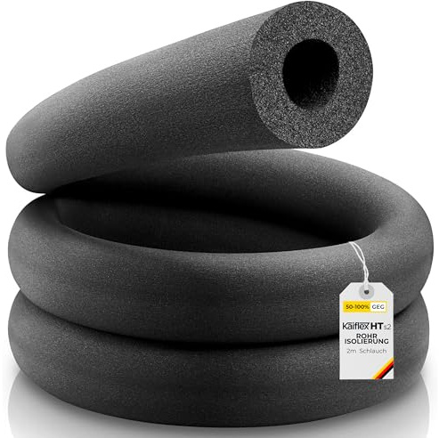 Rohrisolierung Kautschuk | 2m Schlauch für Rohrdurchmesser von 15mm bis 89mm und Dämmdicke von 12,3mm bis 53mm Kaimann Kaiflex HT s2 | 50% - 100% GEG (35mm x 38mm | 2m | 100% GEG)