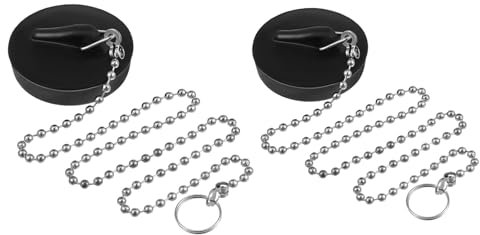 Weenwill Tampões de Drenagem,2 PCS Universales Tapon Fregadero Cocina con Cadena de Acero Inoxidable,Repuesto para Fregadero de Cocina,Bañera,Lavabo(Tamaño de 42 mm a 45 mm,Cadena de 45 cm)