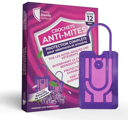 5-Pack Clothes Moth Killer Hangers for Wardrobes: Clothes Moth Killer | Contains Transfluthrin | Moth Protection for Wardrobes and Drawers | Up to 3 Months Protection per Hanger | Lavender-Scented