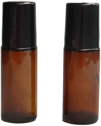 Clockjuan 2 Pcs Brown Glass Essential Oil Roller Refillable Roll on Bottles Empty Deodorant Bottle Containers Rollerball for Fragrance Roller Refillable Containers Accessories (50ml)