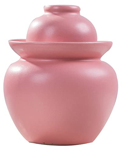 vaso di fermentazione. Vaso di decapaggio in vaso di coccio di fermentazione in ceramica tradizionale cinese con coperchio a tenuta d'acqua, grande Kimchi in ceramica addensata(Roze,3.5KG)