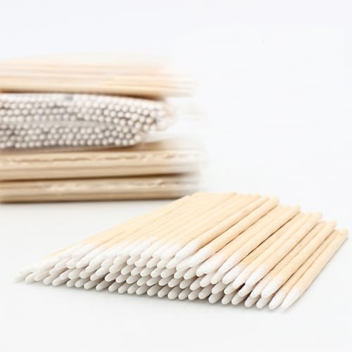 NINFEIQI 300Pcs Cotton Swab, Pointed Cotton Buds, Thin Cotton Sticks for Eyebrow Tattoo Beauty Make-up Color Nail Seam Dedicated Dirty Picking