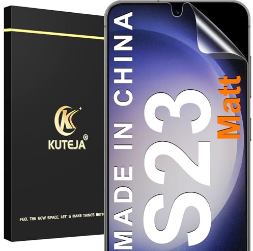 Kuteja Matt Schutzfolie für Samsung Galaxy S23 [2 Stück], Fingerabdruck-ID Unterstützen Full Screen Matte Schutzfolie, Anti-Fingerabdruck, Blendschutz Weich TPU Folie
